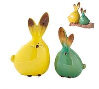 2pcs Cute Long-Eared Bunny Sculpture Ornaments,Spring Homes Table Decor,Desktop Ceramic Easter Rabbit Bunny Figure,Cute Home Decorations for All Home Styles,for Mother's Day Anniversary