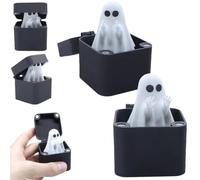 2Pcs Cute Middle Finger Ghost in a Box,2025 New Middle Finger Prank Box,Small Scary Ghost Decor,Halloween Fingers Ghost Figurine in Box,Funny Gag Gift for Office or Desktop Decor