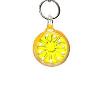 2PCS Cute Orange Slice & Lemon Glass Pendants, Mini Fruit Charms for DIY Jewelry Making and Holiday Craft Supplies