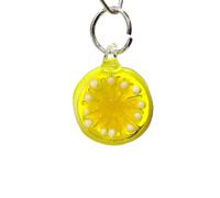 2PCS Cute Orange Slice & Lemon Glass Pendants, Mini Fruit Charms for DIY Jewelry Making and Holiday Craft Supplies