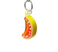 2PCS Cute Orange Slice & Lemon Glass Pendants, Mini Fruit Charms for DIY Jewelry Making and Holiday Craft Supplies