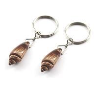 2Pcs Cute Ox Horn Engraved Conch Key Ring Pendant Charms Keychain Key Ring Pendant for Car Bag Backpack Handbags Creative Gift Men Women Girls