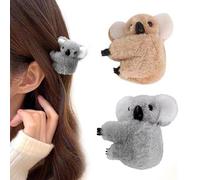 2Pcs Cute Plush Animal Hairpins Charming Small Koala Hair Claw Clip Attractive Comfortable Finger Koala Animal Clips for Women Girls