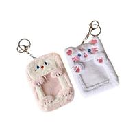 2PCS Cute Plush Photocard Holder with Keychain, Bus Card Holder, Plush Animal Card Cover, Photocard Holder Keychain, Photo Sleeve ID Bank Credit Card Holder Protector