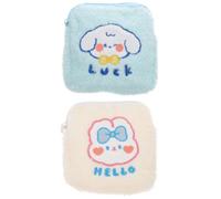 2pcs Cute Plush Sanitary Pad Storage Bag for Ladies and Students | Lightweight, Space Saving Design, Backpack Organization, Holds Cards and Lipstick, Lovely Color