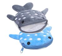 2Pcs Cute Shark Coin Purse Plush Zipper Pouch Coin Pouches for Fashionable Animal Wallet for Coins Keys Items Grey