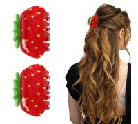 2PCS Cute Strawberry Hair Claw Clip,Red Acrylic Fruit Clip,Elegant & Refined Strawberry Hair Accessories,Non-slip Hair Clips Hair Accessories Gifts for Women Girls