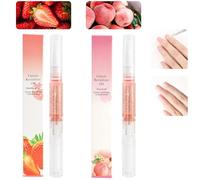 2PCS Cuticle Oil Pens for Nail Care,Cuticle Revitalizer Oil Pen with Soft Brush,Cuticle Oil to Prevent Nail Cracking and Dry (Peach & Strawberry Flavor)
