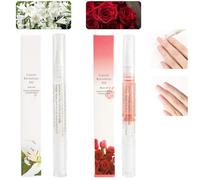 2PCS Cuticle Oil Pens for Nail Care,Cuticle Revitalizer Oil Pen with Soft Brush,Cuticle Oil to Prevent Nail Cracking and Dry (Lily & Rose Flavor)
