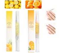 2PCS Cuticle Oil Pens for Nail Care,Cuticle Revitalizer Oil Pen with Soft Brush,Cuticle Oil to Prevent Nail Cracking and Dry (Orange & Lemon Flavor)