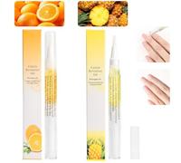 2PCS Cuticle Oil Pens for Nail Care,Cuticle Revitalizer Oil Pen with Soft Brush,Cuticle Oil to Prevent Nail Cracking and Dry (Pineapple & Orange Flavor)
