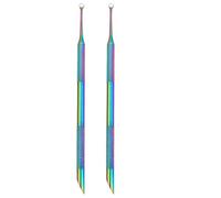 2Pcs Cuticle Remover, Pre-treatment Dual Ended Cuticle Pusher with Loop, Portable Professional Stainless Steel Nail Tool for Salon & Home Use Remover Tool