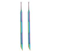 2Pcs Cuticle Remover, Pre-treatment Dual Ended Cuticle Pusher with Loop, Portable Professional Stainless Steel Nail Tool for Salon & Home Use..