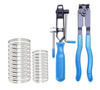 2Pcs CV Boot Clamp Pliers Set with 20Pcs Crimp Bands, Hose Band Axle Pliers Car Banding Tool Kit, Repair Tool Accessories,Blue