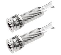 2PCS Cylinder End Pin Output Jack 1/4 Inch 6.35mm Stereo Barrel Endpin Jack Socket for Guitar Bass Instruments Accessories Silver