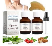 2PCS Cyperus Rotundus Oil,60ml Cyperus Oil for Hair Removal,Natural Cyperus Rotundus,Reduce Body Hair Growth,Cyprus Rotundus Oil Suitable for All Skin Types,With a Corner Board