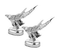 2pcs D Eagle Hood Ornament Automotive Car Accessory | Adhesive Mounting, Silver Plastic Finish, Spread Wing Shape, for Hood Personalization and Easy Install
