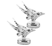 2pcs D Eagle Hood Ornament Car Decoration, Adhesive Plastic Silver | Spread-wing Design, Easy Installation, Vehicle Exterior Display, Stylish Finish for Enthusiasts and Hobbyists