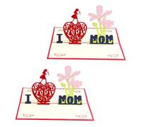 2pcs D Greeting Cards for Mum, Paper Blessing Card Bundle for Mom