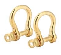 2Pcs D-Ring Shackle, 10mm Anchor Bow Shackle, Pure Brass U Type Fob Key Ring Hook Golden Connection Buckle for Protecting The Eyes of The Nylon Sling or The Sling from The Wear