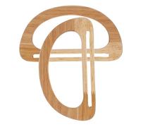 2pcs D Shaped Wooden Purse Handles Replacement Grip for Bag Making | Beige Wood Finish, Rounded Edges and Hollow Cutout, for Paper Gift Bags and Straw Bags