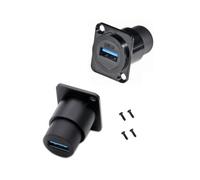 2Pcs D Type Metal USB3.0 Socket Female to USB 3.0 Connector D-Type Panel Mounting Solderless Signal Coupler