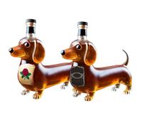 2PCS Dachshund Dog Whiskey Bottle - 3D Sculpted Dachshund Shape Whiskey Glass Tumbler, Uniques Dachshunds Wine Decanter, Glass Dachshunds Statue Wine Bottles for Whiskeys Lovers Dog Lovers