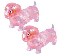 2PCS Dachshund Stress Toy Glitter, 6x2x2cm Glitter Dachshund Mini Stress Relief Toy, Sausage Dog Soft Squeeze Fidget Toys With Sequins, Sausage Dog Sensory Toys For Kids And Adults, Silicone