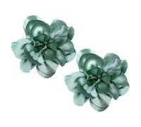 2PCS Dainty Satin Fabric Flower Brooches for Women Large Rose Flower Brooch for Party Dance Wedding Banquet Elegant Camellia Fashion Brooch Pin for Women Girl 5.5inch (Cyan)