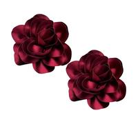 2PCS Dainty Satin Fabric Flower Brooches for Women Large Rose Flower Brooch for Party Dance Wedding Banquet Elegant Camellia Fashion Brooch Pin for Women Girl 5.5inch (Dark Red)