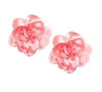 2PCS Dainty Satin Fabric Flower Brooches for Women Large Rose Flower Brooch for Party Dance Wedding Banquet Elegant Camellia Fashion Brooch Pin for Women Girl 5.5inch (Pink)