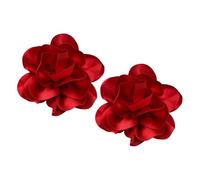 2PCS Dainty Satin Fabric Flower Brooches for Women Large Rose Flower Brooch for Party Dance Wedding Banquet Elegant Camellia Fashion Brooch Pin for Women Girl 5.5inch (Red)