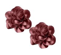 2PCS Dainty Satin Fabric Flower Brooches for Women Large Rose Flower Brooch for Party Dance Wedding Banquet Elegant Camellia Fashion Brooch Pin for Women Girl 5.5inch (Purple)