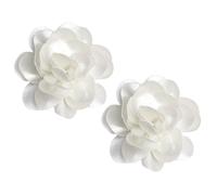 2PCS Dainty Satin Fabric Flower Brooches for Women Large Rose Flower Brooch for Party Dance Wedding Banquet Elegant Camellia Fashion Brooch Pin for Women Girl 5.5inch (White)
