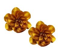 2PCS Dainty Satin Fabric Flower Brooches for Women Large Rose Flower Brooch for Party Dance Wedding Banquet Elegant Camellia Fashion Brooch Pin for Women Girl 5.5inch (Gold)