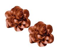 2PCS Dainty Satin Fabric Flower Brooches for Women Large Rose Flower Brooch for Party Dance Wedding Banquet Elegant Camellia Fashion Brooch Pin for Women Girl 5.5inch (Brown)