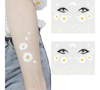 2PCS Daisy Face Stickers Waterproof Body Stickers Flower Face Eye Decals for Festival Party Makeup Halloween Cosplay Photo Shoot