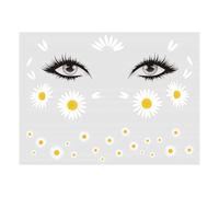 2Pcs Daisy Face Stickers Waterproof Body Stickers Flower Party Forehead Eye Sticker Decoration for Face Eyes Makeup Party Holiday