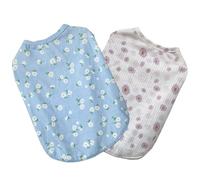 2PCS Daisy Flower Prints Dog Shirts Soft Pet Clothes Breathable Summer Dog Vest for Small Puppy for Small Medium Dogs and Cats