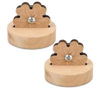 2pcs Daisy Thread Snip Cutters, Tabletop Blade Saver Yarn Cutter with Anti-Slip Stand Wooden Rotary Thread Cutting Tool Sewing Seam Supplies Quilting Notions