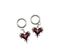 2PCS Dark Gothic Red Hearts Shoe Accessories Zinc Alloy DIY Boots Decor