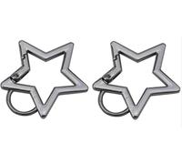 2Pcs Dark Gray Star Shaped Stainless Steel Keychain Clip Carabiner Snap Hook Holder Holder for Keys and Wallet with Chain Rings Accessories, Star Carabiner Hook Clip
