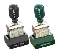 2pcs Date Stamp Self Inking from 2025 Vintage Roller Wooden Handle