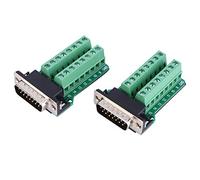 2Pcs DB15-G2-00 DB15 To Terminal Block, DB15 Breakout Connector Board Male Connector Riveting Tooth Type DB15 Terminal Module Breakout Board