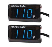 2Pcs DC 12V Car Digital Voltmeter Gauge LED Display DC 5-28V Voltage Mete Waterproof Voltage Display Voltmeter Gauge Meter Power Energy LED Volt Meter for Car Motorcycle (Blue)