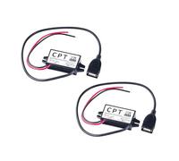 2Pcs DC-DC Step Down Adapter, 12V/24V to USB 5V 3A Converter Regulator Cable Wires, Step Down Module Transformer Adapter for Car Audio/Radio/Monitor/LED Display/Fan
