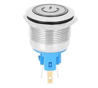 2PCS DC3 a 6V 22 mm 6 Pin Botón Interruptor de botón Interruptor de reinicio de acero inoxidable con signo IP65 para una mejor seguridad y estabilidad roja (Blanco)