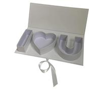 2pcs Decor Empty Flower Gift Box Soap Fillable Letters Letter Shaped For Party Chocolate Favor DIY Craft for Wedding Birthday(Grey)