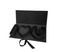 2pcs Decor Empty Flower Gift Box Soap Fillable Letters Letter Shaped For Party Chocolate Favor DIY Craft for Wedding Birthday(Black)