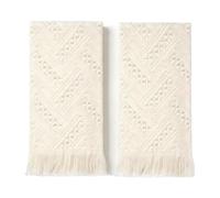 2Pcs Decorative Beige Hand Towels for Bathroom - Absorbent Soft Face Towels | 34 x 74cm 100% Cotton Tea Towel Face Cloths for Bathroom Decor Kitchen Hotel Gym Use,Christmas Wedding Housewarming Gifts